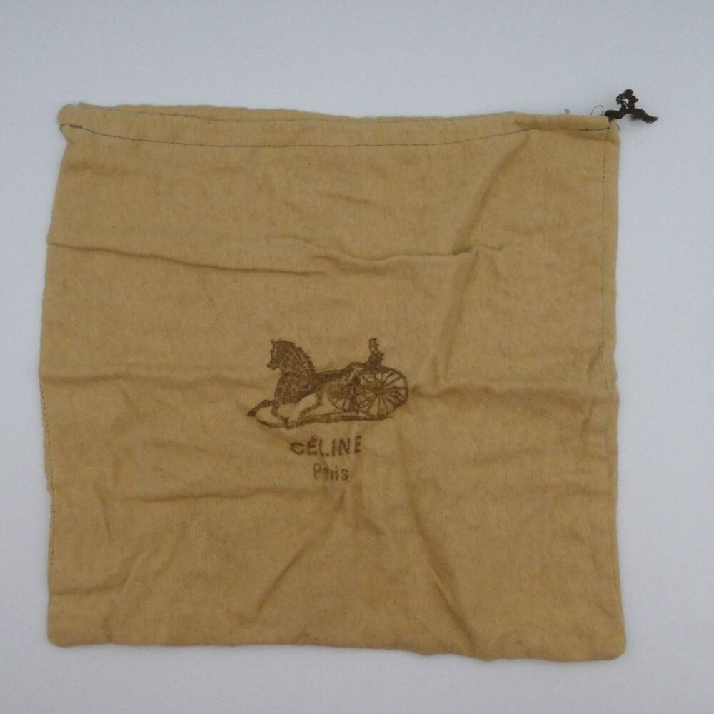 Vintage Céline Paris Horse Carriage Logo Dust Bag Drawstring Authentic 70s-80s